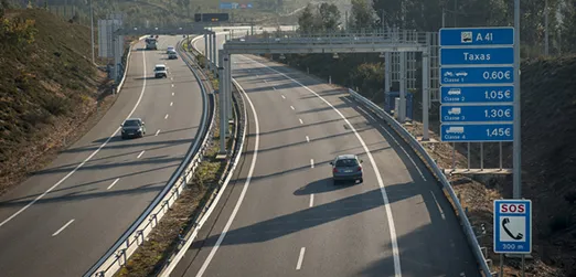 Electronic toll gantry over a motorway